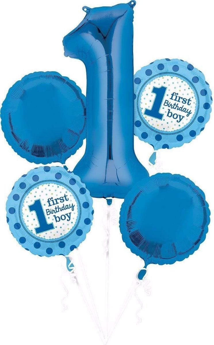 Globos de color azul y blanco bebé y 1 globo de 40 pulgadas, decoraciones  de primer cumpleaños para niño con globos de confeti azul y blanco,  pancarta