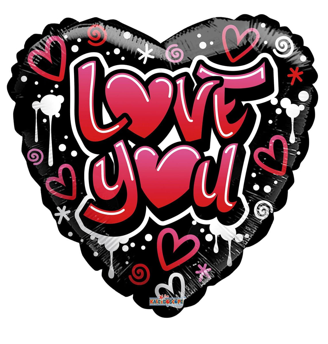 Love You Graffiti Design Heart 18″ Balloon – instaballoons