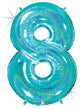 Robin's Egg Blue Number 8 Holographic 34" Balloon