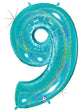 Robin's Egg Blue Number 9 Holographic 34" Balloon