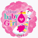 Baby Girl Stork 9" Air-fill Balloon (requires heat sealing)