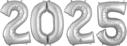 2025 Anagram Numbers Kit - Silver 34″ Foil Balloon by Anagram from Instaballoons