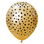 Kalisan Safari Cheetah - Mirror Gold W/ Black Ink 12″ Latex Balloons (25 count)