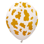 Kalisan Safari Cow - White Sand W/ Gold Ink 12″ Latex Balloons (25 count)