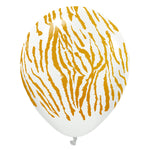 Kalisan Safari Tiger - White W/ Gold Ink 12″ Latex Balloons (25 count)