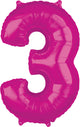 Number 3 Pink 26" Balloon