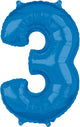 Blue Number 3 26" Balloon