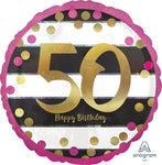 Pink & Gold Milestone 50 Holographic 18" Balloon