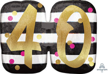 Pink & Gold Milestone 40 Holographic 25" Balloon