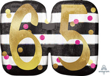 Pink & Gold Milestone 65 Holographic 25" Balloon