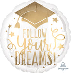 Follow Your Dreams White & Gold 17" Balloon