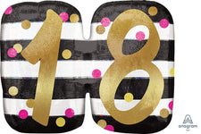 Pink & Gold Milestone 18 Holographic 25" Balloon