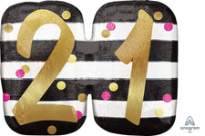 Pink & Gold Milestone 21 Holographic 25" Balloon