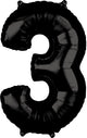 Number 3 Black 26" Balloon