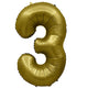 Number 3 - Metal Balloons - Vintage Gold 32″ Balloon