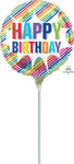 Happy Birthday Striped Burst 9" Air-fill Balloon (requires heat sealing)