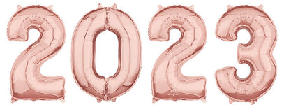 Rose Gold 2023 Number Bunch 26″ Balloons