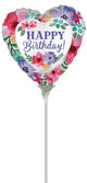 Satin Happy Birthday Florals 4" Air-fill Balloon (requires heat sealing)