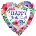 Satin Happy Birthday Florals 18" Balloon