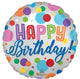 Satin Happy Birthday Orbs 18" Balloon