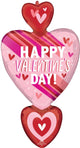 Happy Valentine's Day Hearts and Stripes 38" Balloon