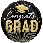 Congrats Grad Stripes & Stars 18″ Balloon