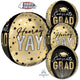 Congrats Grad Stripes & Stars Orbz 16″ Balloon