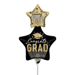 Congrats Grad Stripes & Stars Mini Shape (air-fill Only) 12″ Balloon