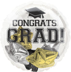 Congrats Grad Black, Silver, Gold Stars Insiders 20" Balloon