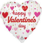 Happy Valentine's Day Satin Dangling Hearts 18" Balloon