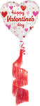 Happy Valentine's Day Satin Dangling Hearts Tail 36" Balloon