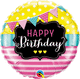 Birthday Pennants/Pink Stripes 18" Balloon