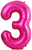 Number 3 Hot Pink 34″ Balloon