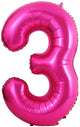 Number 3 Hot Pink 34″ Balloon