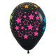 Neon Bold Stars - Deluxe Black 11″ Latex Balloons (6 count)