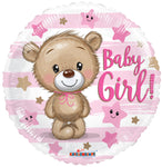 Baby Girl Bear (requires heat-sealing) 9″ Foil Balloons by Convergram from Instaballoons