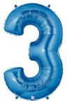 Blue Number 3 34" Balloon