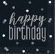 Birthday Glitz Black Gray Beverage Napkins (16 count)