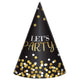 Black & Gold Birthday Cone Hats (8 count)