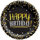 Black & Gold Birthday Paper Plates 7″ (8 count)