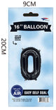 Black Number 0 16″ Balloon