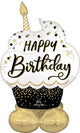 Black Silver Gold Birthday Wishes AirLoonz 52″ Balloon