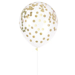 Clear with Gold Foil Confetti 12″ Latex Balloons by Unique from Instaballoons