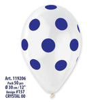 Crystal Clear Blue Polka Dot 12″ Latex Balloons by Gemar from Instaballoons