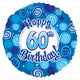 Happy 60 Birthday Blue Dazzleloon 17″ Balloon