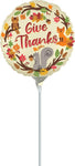 Give Thanks Thanksgiving (requires heat-sealing) 9″ Foil Balloon by Anagram from Instaballoons