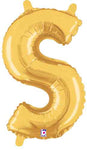 Gold Letter S 14″ Foil Balloon by Betallic from Instaballoons