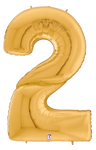 Gold Number 2 53″ Foil Balloon by Betallic from Instaballoons