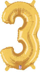 Gold Number 3 14″ Balloon