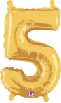 Gold Number 5 14″ Foil Balloon by Betallic from Instaballoons